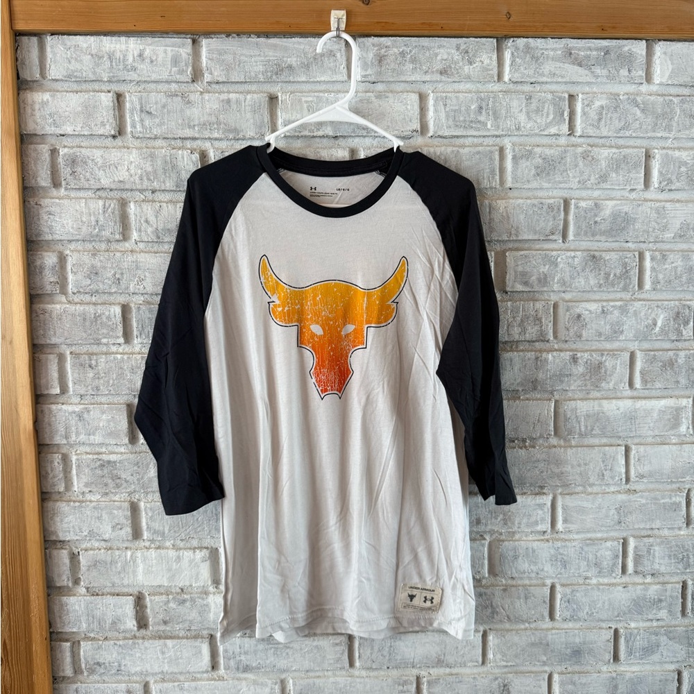 Project Rock Under Armour White Shirt with Logo Patch